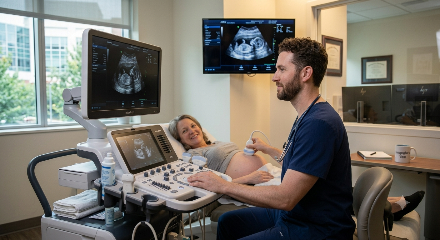 Sonographer performing a scan